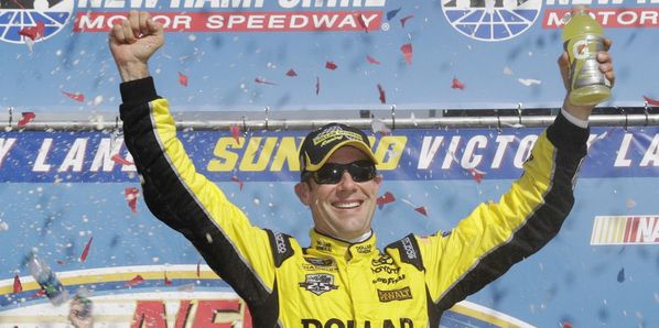 Matt Kenseth celebrates his victory in Sunday's New Hampshire 301, his second straight NASCAR Sprint Cup Series win at New Hampshire Motor Speedway.