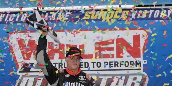 Ryan Preece celebrates his first win in New Hampshire Motor 
Speedway's Sunoco Victory Lane on Saturday.