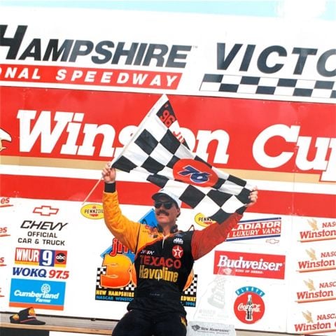 Ernie Irvan made a triumphant return to the sport by winning the Jiffy Lube 300 NASCAR Cup Series race at New Hampshire Motor Speedway on July 14, 1996 after surviving a life-threatening crash just under two years earlier.
