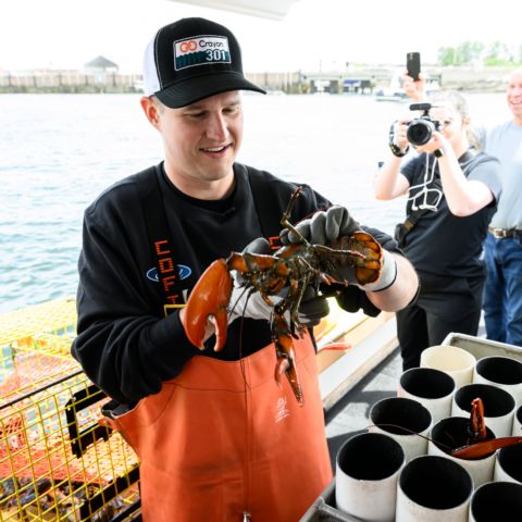 NASCAR Cup Series driver and Berlin, Conn. native Ryan Preece got a taste of lobstering Tuesday in anticipation of the July 16 Crayon 301 NASCAR Cup Series race at New Hampshire Motor Speedway, where a 20-pound lobster will be presented to the race winner in victory lane.