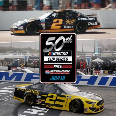 Rusty Wallace (top) won the first NASCAR Cup Series race at New Hampshire Motor Speedway on July 11, 1993, and Brad Keselowski (bottom) won the 49th NCS race at NHMS on Aug. 2, 2020. This year’s Foxwoods Resort Casino 301 on July 18 will mark the 50th NCS race at NHMS.