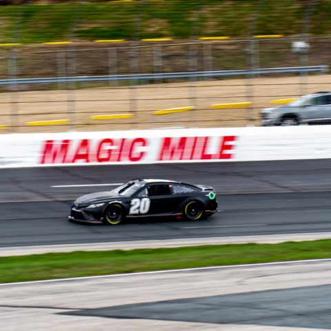 Christopher Bell, driver of the No. 20 Toyota for Joe Gibbs Racing drives through turn four of “The Magic Mile” during a Goodyear Tire test at New Hampshire Motor Speedway on Tuesday.