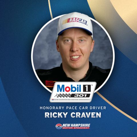 Newburgh, Maine native and two-time NASCAR Cup Series race winner Ricky Craven will serve as the Honorary Pace Car Driver for the Mobil 1 301 NASCAR Cup Series Playoffs race at New Hampshire Motor Speedway on Sunday, Sept. 21.