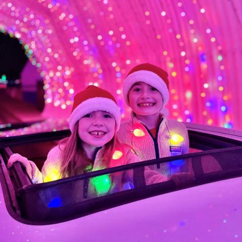 Abby and John McDonagh of Norfolk, Mass. enjoy the 10th annual Gift of Lights presented by Eastern Propane & Oil at New Hampshire Motor Speedway.