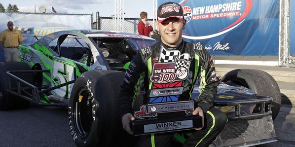 Justin Bonsignore picked up his first career win at New Hampshire Motor Speedway 
in Saturday's NASCAR Whelen Modified Tour UNOH 175.