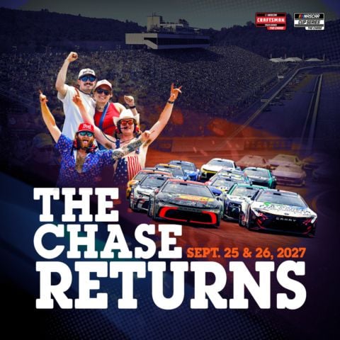 The NASCAR Cup Series and the NASCAR CRAFTSMAN Truck Series will race at New Hampshire Motor Speedway Sept. 25-26, 2027 as part of The Chase.