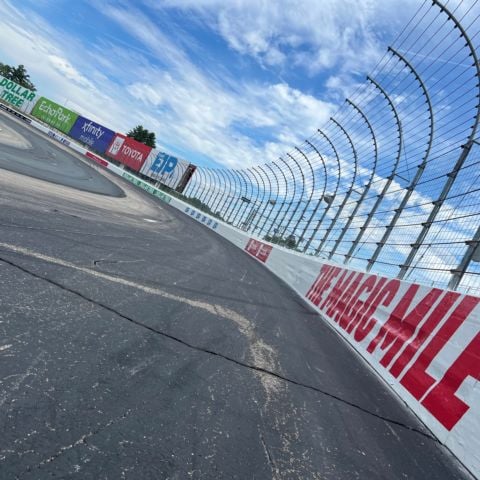 Scraping, painting and applying decals to the wall of “The Magic Mile” is just one of the many projects done to prepare for New England’s only NASCAR Cup Series weekend at New Hampshire Motor Speedway, Aug. 21-23.